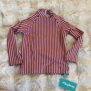 Red and White Striped Kids Rashguard